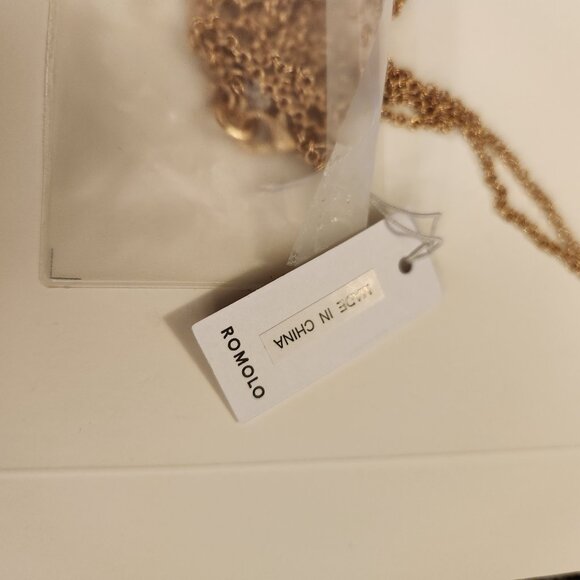 Romolo Layered Gold Necklace Silver Hammered Oval Pendants - Picture 8 of 8